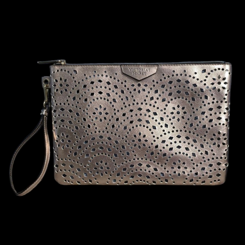 Victoria's Secret Metallic Rose Gold Laser-Cut Clutch Wristlet